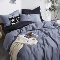 Jogo De Cama Solteiro 7 Peças Preto/Cinza 180X240Cm Jogo De Cama Solteiro 7 Peças Preto/Cinza 180X240Cm