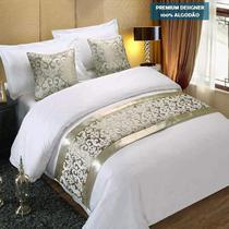 Jogo de cama solteiro algodão 7 pç com almofadas e peseira