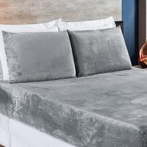 Jogo De Cama Solteiro Biasoft Manta Flannel 2 Peças - Cinza Jogo De Cama Solteiro Biasoft Manta Flannel 2 Peças - Cinza
