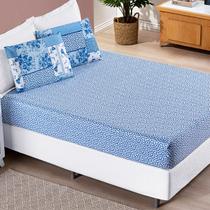 Jogo de Cama Solteiro Bouti 02 Peças Azul Sereno