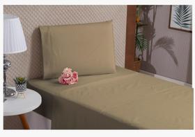 Jogo De Cama Solteiro Cáqui Algodão 3 Peças Lençol De Cima Jogo De Cama Solteiro Cáqui Algodão 3 Peças Lençol De Cima