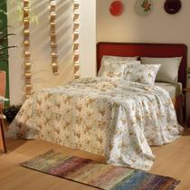 Jogo De Cama Solteiro Classic Serena Floral 160 Fios 3 Peças Teka