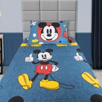 Jogo de Cama Solteiro com Elastico 2 Peças Azul Disney Mickey Infantil Jogo de Cama Solteiro com Elastico 2 Peças Azul Disney Mickey Infantil