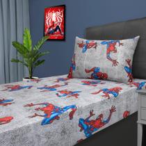 Jogo de Cama Solteiro com Elástico Infantil Cinza Homem Aranha Marvel 2 Peças