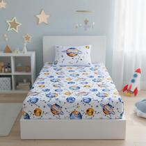 Jogo de Cama Solteiro com Elástico Infantil Planeta Espaço Estrela 2 Peças Jogo de Cama Solteiro com Elástico Infantil Planeta Espaço Estrela 2 Peças