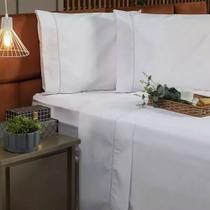 Jogo de Cama Solteiro Confecções Mel Ponto Palito 200 Fios Branco