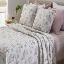 Jogo de Cama Solteiro Corttex Due Floral Bege 3 Pçs ( 2 Lençois e 1 Fronha)