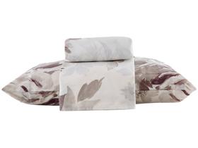 Jogo de Cama Solteiro de Poliéster Marcelino Têxtil 170 Fios Premier Clamart Cinza e Branco 3 Peças