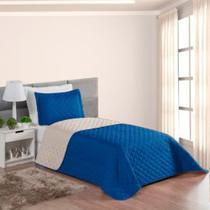 Jogo de Cama Solteiro Dupla Face 2 Peças Azul e Bege Casa Dona Jogo de Cama Solteiro Dupla Face 2 Peças Azul e Bege Casa Dona