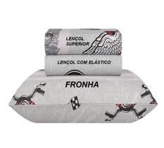 Jogo de Cama Solteiro Duplo 3 Peças Estampa Juvenil Infantil Rider Happy Day Sultan Cinza 50 % Algodão e 50% Poliéster