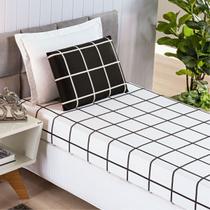 Jogo De Cama Solteiro Grid Micro Percal 200 Fios Austin 2 Pçs