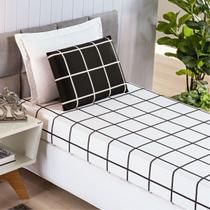 Jogo De Cama Solteiro Grid Micro Percal 200 Fios Austin 2 Pçs Preto