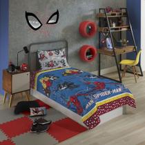 Jogo De Cama Solteiro Infantil 3 Peças Spider Man Lepper Azul