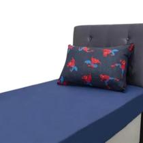 Jogo De Cama Solteiro Infantil Menino Personagem Vingadores Cor Azul Desenho Do Tecido Homem aranha