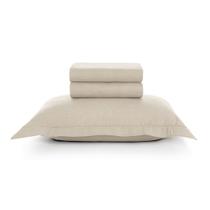 Jogo de Cama Solteiro Karsten 100% Algodão Tesso Bege 3 Pçs