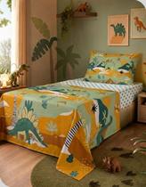 Jogo De Cama Solteiro Kids Dinossauro 100% Algodão