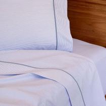 Jogo De Cama Solteiro King 200 Fios Stripes - Scavone Azul