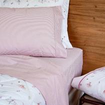 Jogo De Cama Solteiro King 200 Fios Stripes - Scavone Rosa