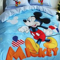 Jogo De Cama Solteiro King Infantil Mickey ul 4 Peças