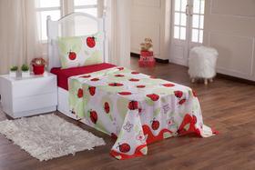 Jogo De Cama Solteiro Lençol Infantil Kids 3 Peças Joaninha Vermelho