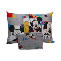 Jogo De Cama Solteiro Malha Personagens Disney 2 Peças Cor Mickey Feliz/ Mickey Retrato
