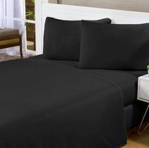 Jogo de Cama Solteiro Microfibra Preto - 03 Peças
