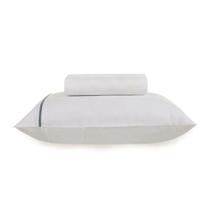 Jogo de Cama Solteiro Noah 160 Fios - Branco/Azul - 2 Peças - Karsten Jogo de Cama Solteiro Noah 160 Fios - Branco/Azul - 2 Peças - Karsten
