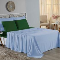 Jogo De Cama Solteiro Nobre 3 Peças Lençol Com Elástico De 30cm De Altura Malha 100% Algodão - Azul-bebê / Verde-bandeir Jogo De Cama Solteiro Nobre 3 Peças Lençol Com Elástico De 30cm De Altura Malha 100% Algodão - Azul-bebê / Verde-bandeir