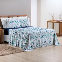 Jogo de Cama Solteiro Quality 100% Algodão 03 Peças Geometrico Azul