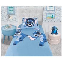 Jogo de Cama Stitch Casal 3 Peças Big Stith Joy Azul Algodão Portallar