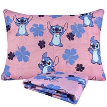 Jogo de Cama Stitch Simples 80% Algodão Solteiro 2 Peças Rosa Lepper