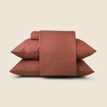 Jogo de Cama Stripes Microfibra Marrom - ACASA