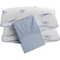 Jogo de Cama Tecebem King Malha 100% Algodão Karen 3 peças Premium Azul