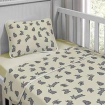 Jogo De Cama Tecebem Malha Berço Estampado Curiosidade 3 Peças Perola Jogo De Cama Tecebem Malha Berço Estampado Curiosidade 3 Peças Perola