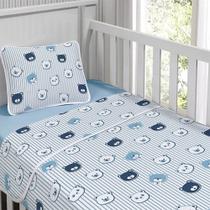 Jogo de Cama Tecebem Malha Mini Cama(Montessoriana)Generosidade 3 Peças Azul