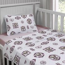Jogo de Cama Tecebem Mini Cama Malha Estampado Cristina 3 Pçs Rosa