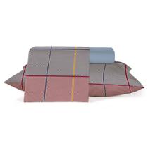 Jogo de Cama Teka Diamante Madras - 100%Algodão - Casal