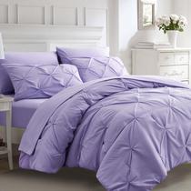 Jogo de Cama Ubauba 7 Peças Tamanho Casal Roxo Claro com Detalhe em Pregas Jogo de Cama Ubauba 7 Peças Tamanho Casal Roxo Claro com Detalhe em Pregas