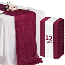 Jogo de Caminhos de Mesa Fixwal em Gaze Vinho 89x305 cm 12 Unidades