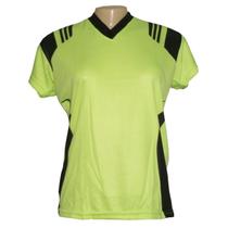 Jogo de Camisa Feminino Modelo Espanha Baby Look Tamanho G - Limão/Preto com 10 unidades - Brasil + Brindes