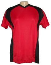 Jogo de Camisa Feminino Modelo Porto Tamanho G - Vermelho/Preto com 10 unidades - Brasil + Brindes