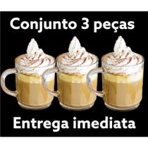 Jogo de Caneca de Vidro 3 Peças Lindas e Resistentes Para presente Chá ou Café