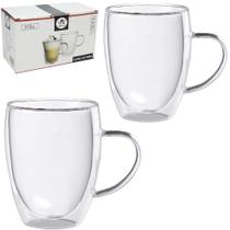 Jogo de caneca de vidro com parede dupla bistro com 2 pecas 315ml na caixa