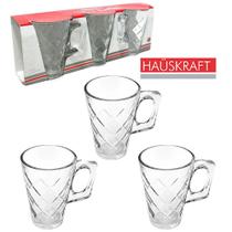 Jogo de caneca de vidro diamond para cafe / cappuccino hauskraft com 3 pecas 230ml