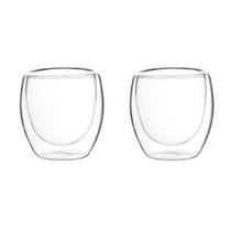 Jogo de caneca de vidro duplo com 02 peças
