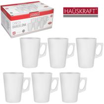 Jogo de caneca de vidro para cafe / cappuccino barcelona branco hauskraft 6 pecas 130ml