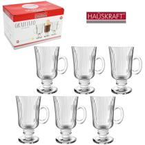 Jogo de caneca de vidro para cafe / cappuccino graffiato hauskraft com 6 pecas 245ml