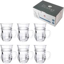 Jogo de caneca de vidro para cafe / cappuccino lara 6 pecas 150ml