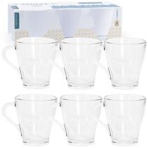 jogo de caneca de vidro para cafe / cappuccino vezena hercos com 6 pecas 90ml na caixa - MACRO