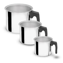 Jogo de Canecao Leiteira Fervedor Polido 3 Pç. Fortlar N 12/14/16
